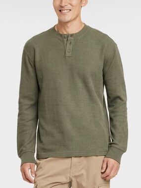 Goodfellow & Co Mens Green Long Sleeve Henley